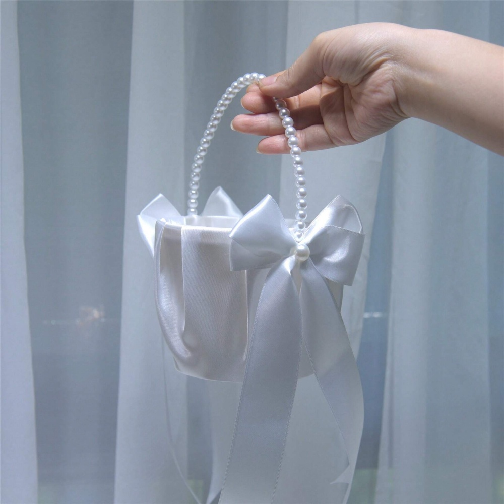 White Satin Bow Flower Girl Ba - Gardening Tools Girls recension och pris